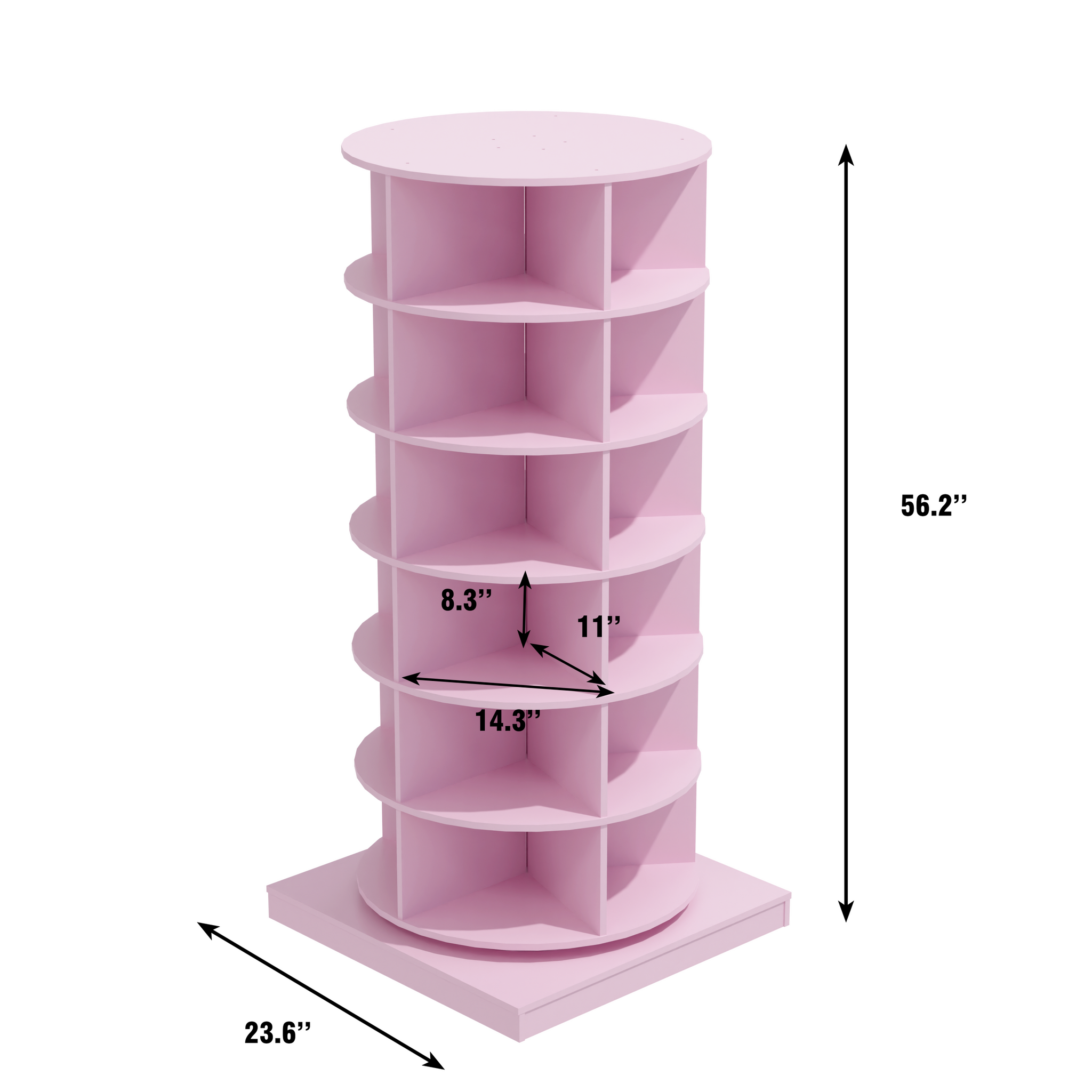 Pink 360 Rotating Shoe Cabinet 6 Layers Pink Plywood